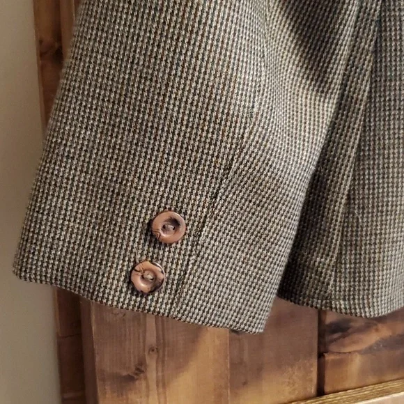 Lee Parker Vintage Brown Pinstripe Pure Wool 2 Button Blazer Est Size S/M - Picture 7 of 14